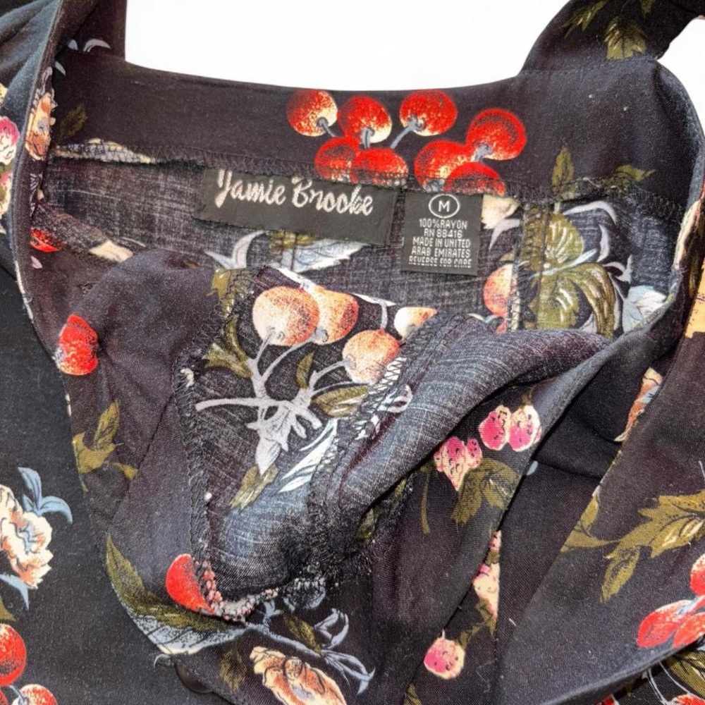 Vintage Cherry Print Maxi Dress, Size Medium, Cottagecore, Fairycore - Picture 3 of 4